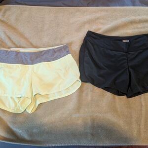 lululemon athletica Women’s Athletic Shorts - Yellow and Black 2 pairs